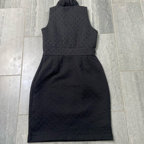 Just Taylor V-Neck Ruffle Collar Textured A-Line Mini Dress Black Size 4P - Picture 7 of 13